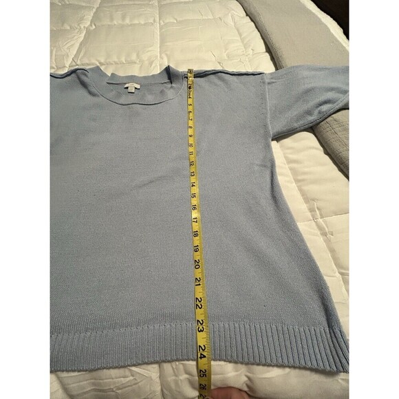 J. Jill Womens Large Light Blue Sweater Cotton Knit Pullover Round Neck Nautical - Picture 9 of 9